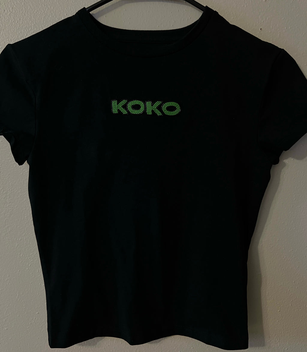Custom Hand Beaded Baby Tee (NAME ONLY)