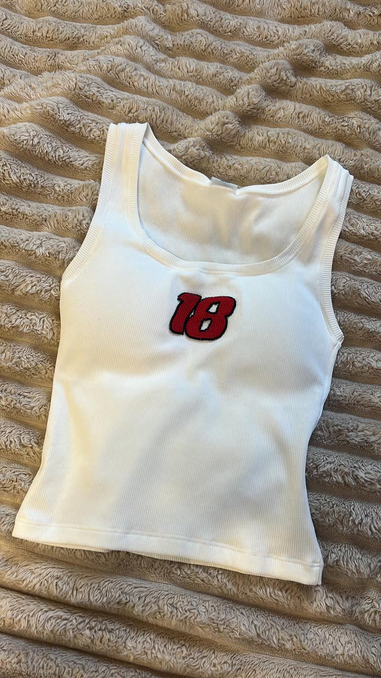 Custom Hand Beaded Tank Top (NUMBER ONLY)